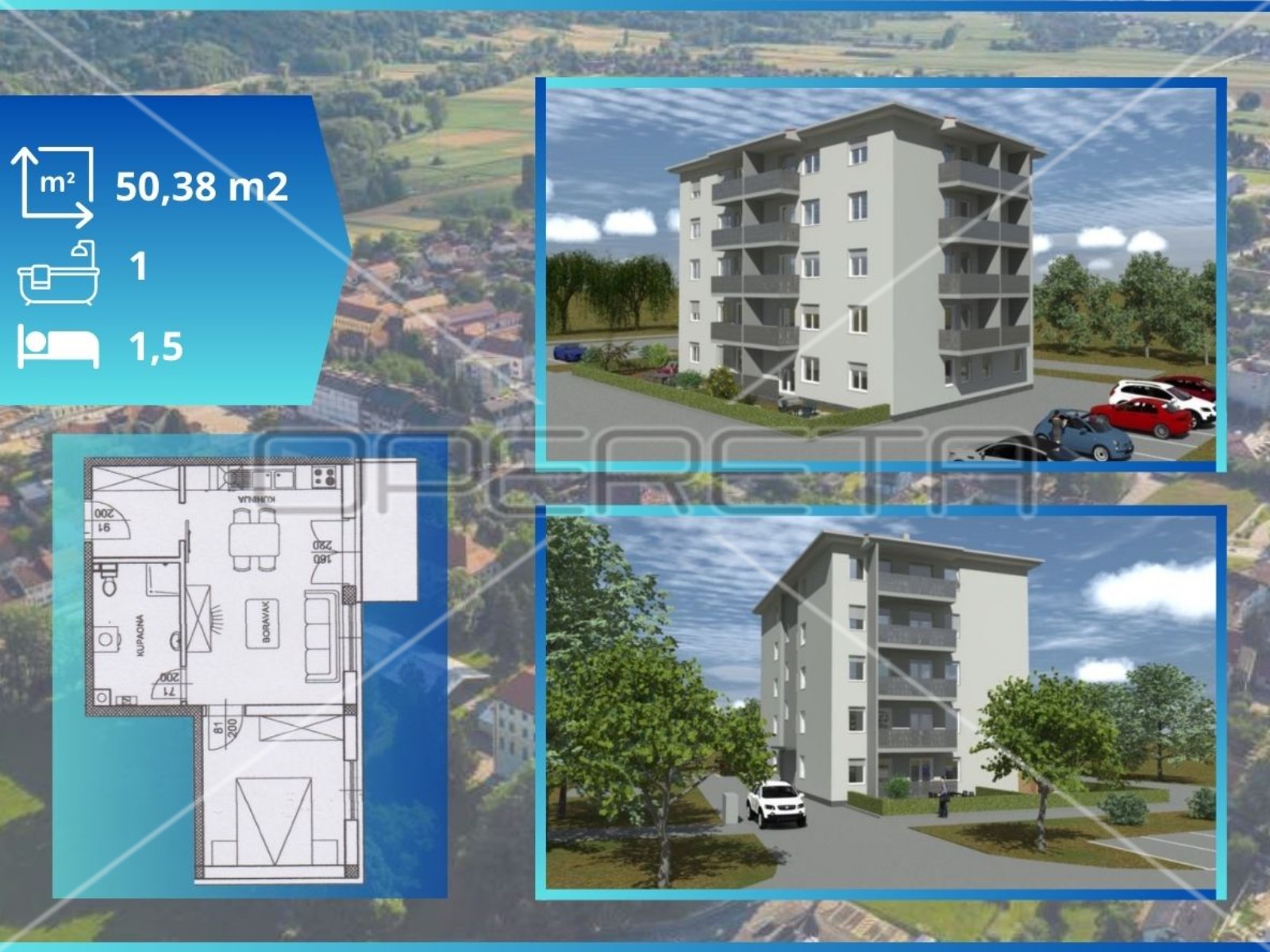 Prodaja, Stan, Ludbreg, Ulica Augosta Šenoe, 1,5s, 49m2