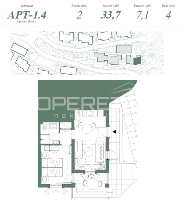Prodaja, Stan, Kukljica, Zelena Punta, Kukljica, 2s, 42m2