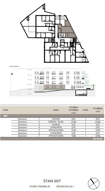 Sale, Flat, Črnomerec, Kuniščak, 3r, 74m2