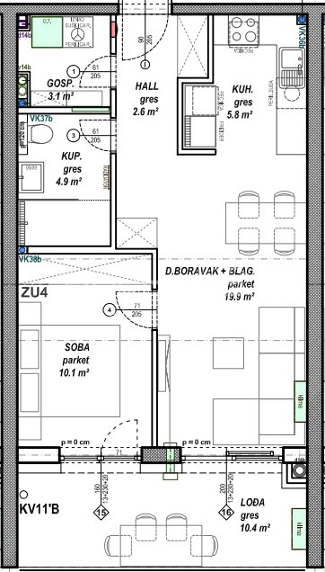 Sale, Apartment, Globetka, Vukovarska, 1,5r, 46m2